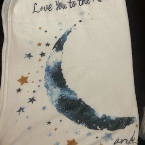 White Blanket with Moon and Stars Design